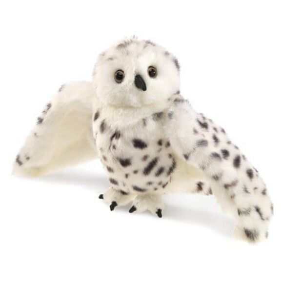 Folkmanis Snowy Owl 360 Degrees Head Turn Movable Wings Stuff Animal Hand Puppet - Picture 1 of 7
